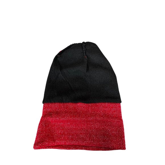 Red Metallic Knit Beanie Hat - Picture 7 of 7